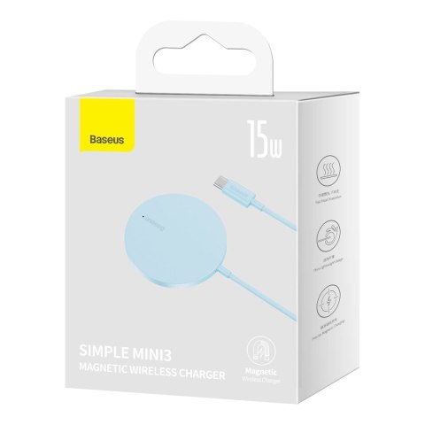 Baseus Simple Mini3 ładowarka magnetyczna MagSafe Qi 15W niebieska Baseus Simple Mini3 ładowarka magnetyczna MagSafe Qi 15W niebieska