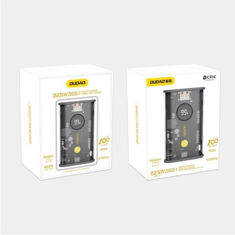 Dudao powerbank 20000mAh 1xUSB-A / 1xUSB-C 22.5W PD czarny (K16Pro) Dudao powerbank 20000mAh 1xUSB-A / 1xUSB-C 22.5W PD czarny (K16Pro)
