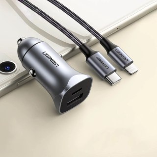 Ładowarka samochodowa Ugreen CD130 USB-A / USB-C 30W - szara