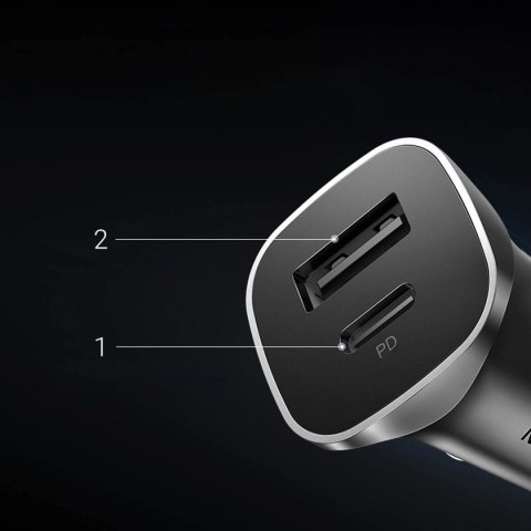Ładowarka samochodowa Ugreen CD130 USB-A / USB-C 30W - szara