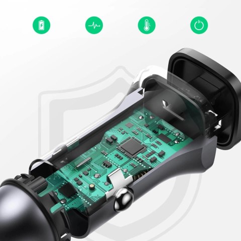 Ładowarka samochodowa Ugreen CD130 USB-A / USB-C 30W - szara