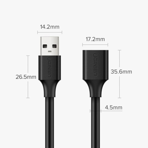 Ugreen kabel przedłużacz USB (męski) - USB (żeński) 2.0 480Mb/s 1.5m czarny (US103) Ugreen kabel przedłużacz USB (męski) - USB (żeński) 2.0 480Mb/s 1.5m czarny (US103)