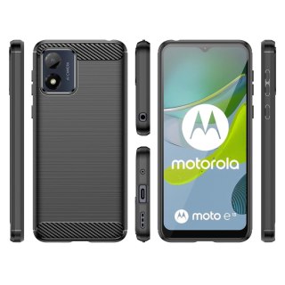 Carbon Case etui Motorola Moto E13 elastyczny silikonowy karbonowy pokrowiec czarne