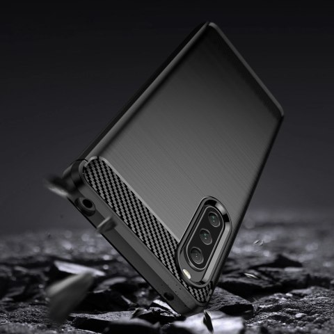 Carbon Case etui do Sony Xperia 10 V elastyczny silikonowy karbonowy pokrowiec czarne