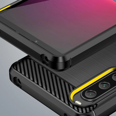 Carbon Case etui do Sony Xperia 10 V elastyczny silikonowy karbonowy pokrowiec czarne