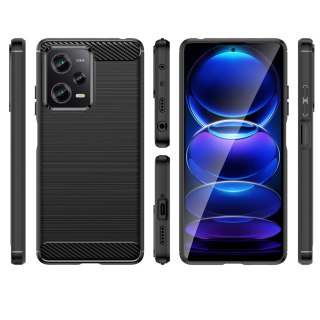 Carbon Case etui Xiaomi Poco X5 Pro 5G elastyczny silikonowy karbonowy pokrowiec czarne