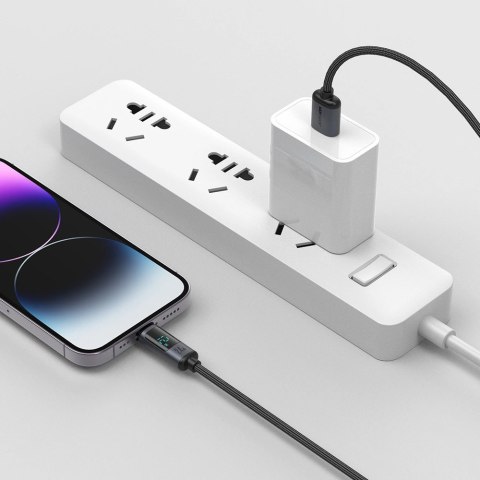 Kabel Joyroom Prism Series A16 Lightning / USB-A 2.4A 1.2m z wyświetlaczem LED - czarny Kabel Joyroom Prism Series A16 Lightning / USB-A 2.4A 1.2m z wyświetlaczem LED - czarny