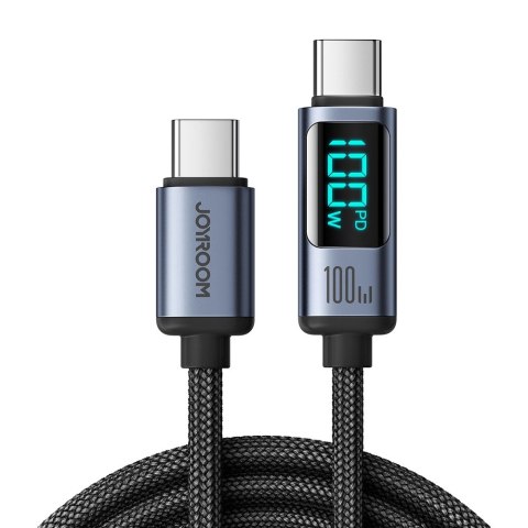 Kabel Joyroom Prism Series A16 USB-C / USB-C 100W 1.2m z wyświetlaczem LED - czarny Kabel Joyroom Prism Series A16 USB-C / USB-C 100W 1.2m z wyświetlaczem LED - czarny