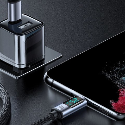 Kabel Joyroom Prism Series A16 USB-C / USB-C 100W 1.2m z wyświetlaczem LED - czarny Kabel Joyroom Prism Series A16 USB-C / USB-C 100W 1.2m z wyświetlaczem LED - czarny