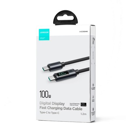 Kabel Joyroom Prism Series A16 USB-C / USB-C 100W 1.2m z wyświetlaczem LED - czarny Kabel Joyroom Prism Series A16 USB-C / USB-C 100W 1.2m z wyświetlaczem LED - czarny
