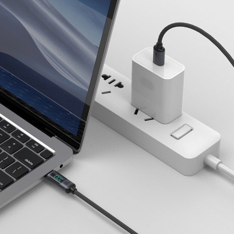 Kabel Joyroom Prism Series A16 USB-C / USB-C 100W 1.2m z wyświetlaczem LED - czarny Kabel Joyroom Prism Series A16 USB-C / USB-C 100W 1.2m z wyświetlaczem LED - czarny