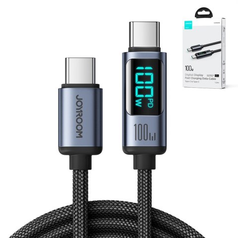 Kabel Joyroom Prism Series A16 USB-C / USB-C 100W 1.2m z wyświetlaczem LED - czarny Kabel Joyroom Prism Series A16 USB-C / USB-C 100W 1.2m z wyświetlaczem LED - czarny