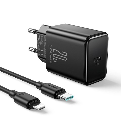 Ładowarka USB C 20W PD Joyroom JR-TCF06 z kablem USB C - Lightning - czarna Ładowarka USB C 20W PD Joyroom JR-TCF06 z kablem USB C - Lightning - czarna