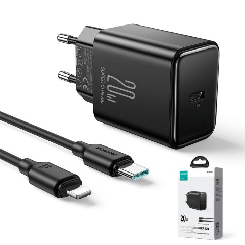 Ładowarka USB C 20W PD Joyroom JR-TCF06 z kablem USB C - Lightning - czarna Ładowarka USB C 20W PD Joyroom JR-TCF06 z kablem USB C - Lightning - czarna