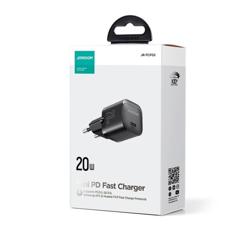 Mini ładowarka USB C 20W PD Joyroom JR-TCF02 - czarna Mini ładowarka USB C 20W PD Joyroom JR-TCF02 - czarna