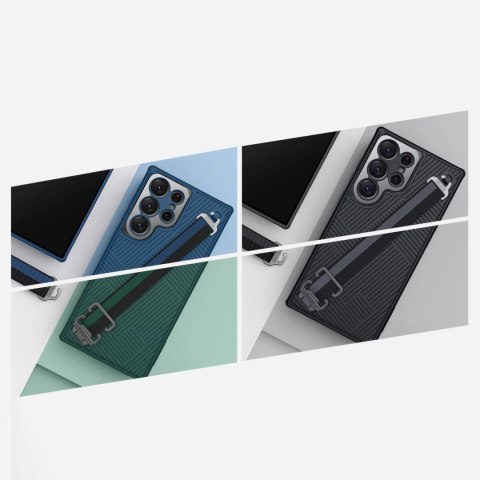 Nillkin Strap Case etui do Samsung Galaxy S23 Ultra pancerny pokrowiec z paskiem na rękę niebieskie Nillkin Strap Case etui do Samsung Galaxy S23 Ultra pancerny pokrowiec z paskiem na rękę niebieskie