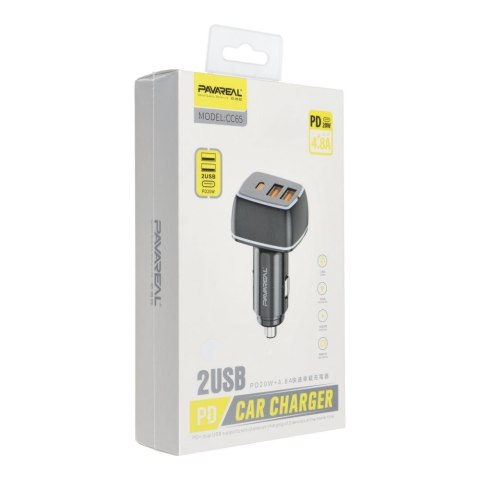 PAVAREAL ładowarka samochodowa 2 x USB A + Typ C PD 4,8A 20W PA-CC65 biała