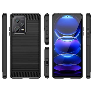 Carbon Case etui do Xiaomi Redmi Note 12 Pro+ elastyczny silikonowy karbonowy pokrowiec czarne