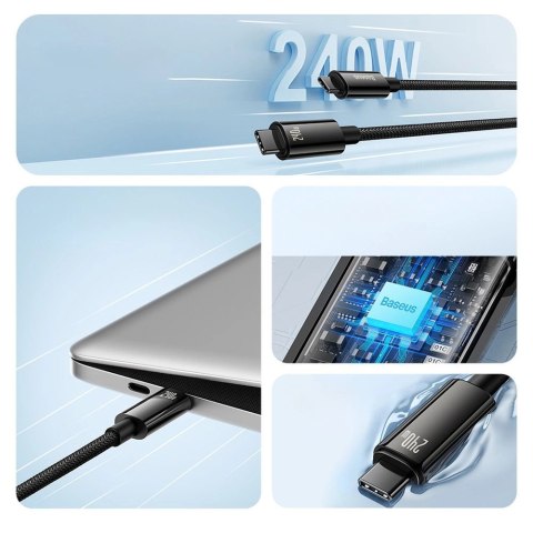 Kabel USB C - USB C 480Mb/s 240W 3m Baseus Tungsten Gold CAWJ040101 - czarny Kabel USB C - USB C 480Mb/s 240W 3m Baseus Tungsten Gold CAWJ040101 - czarny