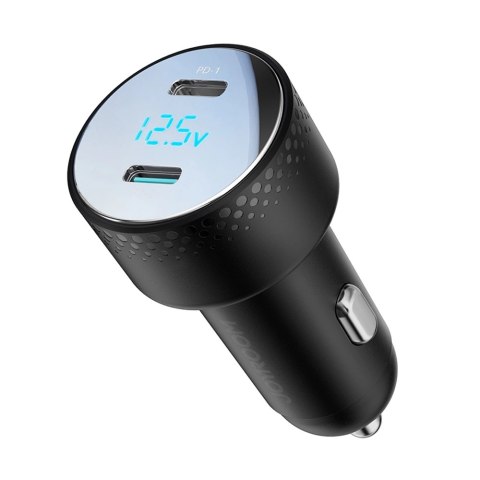 Ładowarka samochodowa 2x USB C 70W z wyświetlaczem LED Joyroom JR-CCD02 - czarna Ładowarka samochodowa 2x USB C 70W z wyświetlaczem LED Joyroom JR-CCD02 - czarna