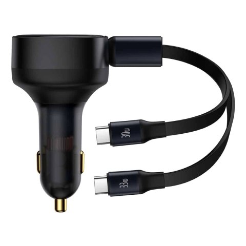 Ładowarka samochodowa 2w1 33W 2x USB C (męskie) Baseus Enjoyment - czarna Ładowarka samochodowa 2w1 33W 2x USB C (męskie) Baseus Enjoyment - czarna