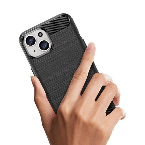 Elastyczne etui Carbon Case z wzorem karbon do iPhone 15 - czarne Elastyczne etui Carbon Case z wzorem karbon do iPhone 15 - czarne