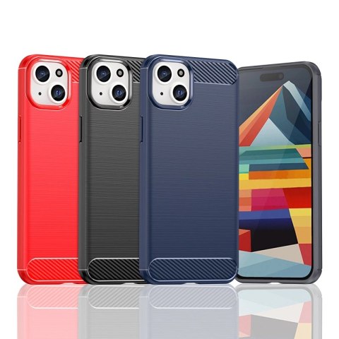 Elastyczne etui wzór karbon do iPhone 15 Plus Carbon Case - niebieskie Elastyczne etui wzór karbon do iPhone 15 Plus Carbon Case - niebieskie