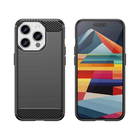 Elastyczne etui wzór karbon do iPhone 15 Pro Carbon Case - czarne Elastyczne etui wzór karbon do iPhone 15 Pro Carbon Case - czarne