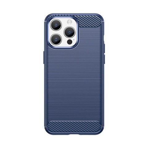 Elastyczne etui wzór karbon do iPhone 15 Pro Carbon Case - niebieskie Elastyczne etui wzór karbon do iPhone 15 Pro Carbon Case - niebieskie