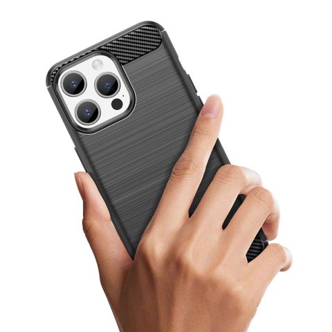 Elastyczne etui wzór karbon do iPhone 15 Pro Carbon Case - niebieskie Elastyczne etui wzór karbon do iPhone 15 Pro Carbon Case - niebieskie