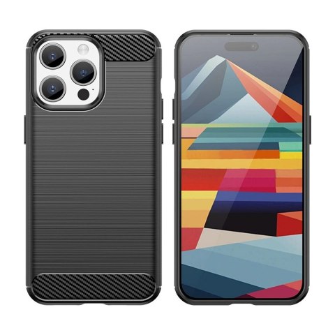 Elastyczne etui wzór karbon do iPhone 15 Pro Carbon Case - niebieskie Elastyczne etui wzór karbon do iPhone 15 Pro Carbon Case - niebieskie