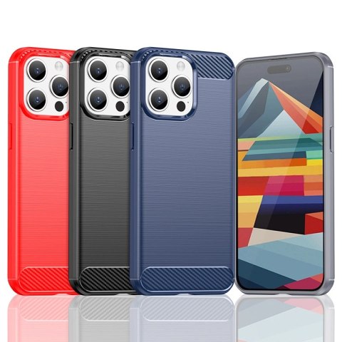 Elastyczne etui wzór karbon do iPhone 15 Pro Carbon Case - niebieskie Elastyczne etui wzór karbon do iPhone 15 Pro Carbon Case - niebieskie