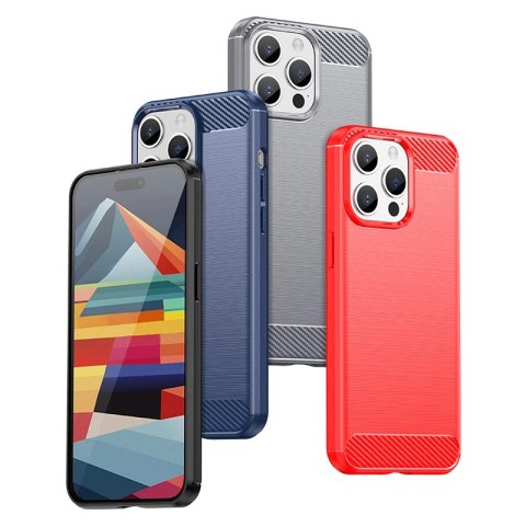 Elastyczne etui wzór karbon do iPhone 15 Pro Carbon Case - niebieskie Elastyczne etui wzór karbon do iPhone 15 Pro Carbon Case - niebieskie