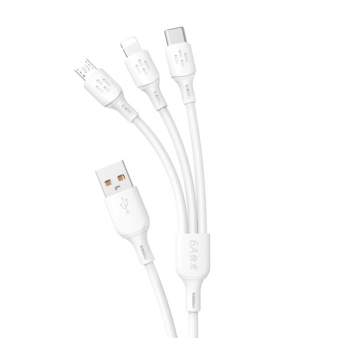 Kabel Dudao L8A-3in1 USB-A - USB-C / micro USB / Lightning 480Mb/s 1.2m - biały Kabel Dudao L8A-3in1 USB-A - USB-C / micro USB / Lightning 480Mb/s 1.2m - biały