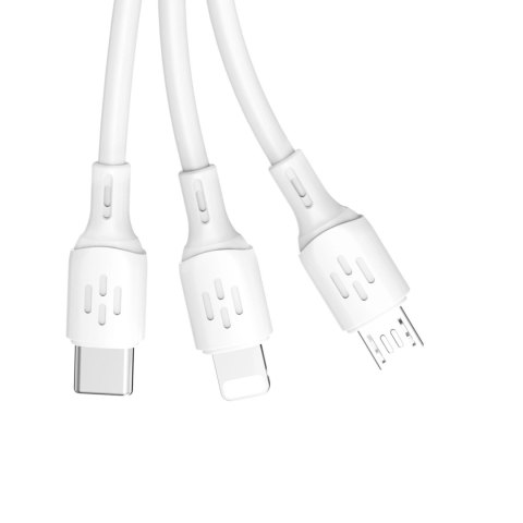 Kabel Dudao L8A-3in1 USB-A - USB-C / micro USB / Lightning 480Mb/s 1.2m - biały Kabel Dudao L8A-3in1 USB-A - USB-C / micro USB / Lightning 480Mb/s 1.2m - biały