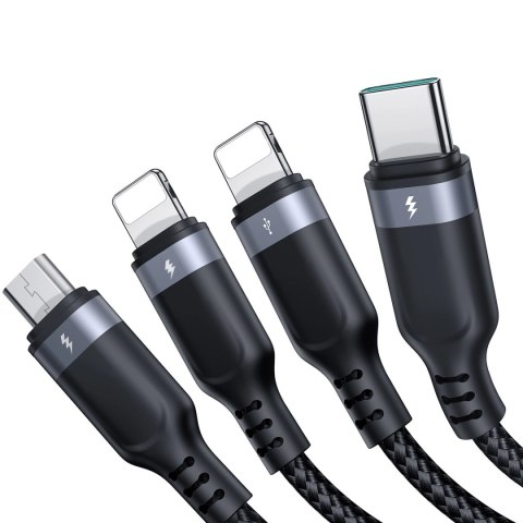 Kabel Joyroom Multi-Use Series S-A18 4w1 USB-A - USB-C / Lightning / Lightning / micro USB 1.2m - czarny Kabel Joyroom Multi-Use Series S-A18 4w1 USB-A - USB-C / Lightning / Lightning / micro USB 1.2m - czarny