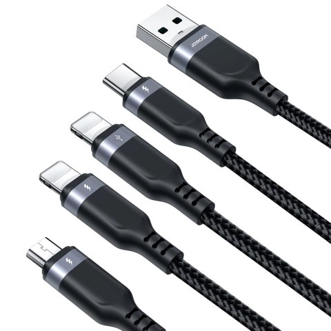 Kabel Joyroom Multi-Use Series S-A18 4w1 USB-A - USB-C / Lightning / Lightning / micro USB 1.2m - czarny Kabel Joyroom Multi-Use Series S-A18 4w1 USB-A - USB-C / Lightning / Lightning / micro USB 1.2m - czarny