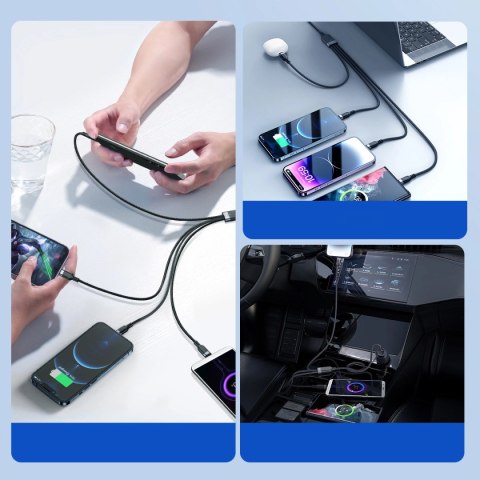 Kabel Joyroom Multi-Use Series S-A18 4w1 USB-A - USB-C / Lightning / Lightning / micro USB 1.2m - czarny Kabel Joyroom Multi-Use Series S-A18 4w1 USB-A - USB-C / Lightning / Lightning / micro USB 1.2m - czarny