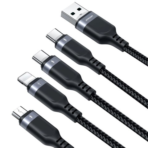 Kabel Joyroom Multi-Use Series S-A18 4w1 USB-A - USB-C / USB-C / Lightning / micro USB 1.2m - czarny Kabel Joyroom Multi-Use Series S-A18 4w1 USB-A - USB-C / USB-C / Lightning / micro USB 1.2m - czarny