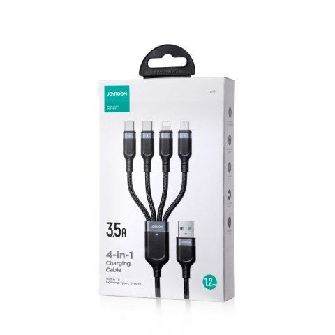 Kabel Joyroom Multi-Use Series S-A18 4w1 USB-A - USB-C / USB-C / Lightning / micro USB 1.2m - czarny Kabel Joyroom Multi-Use Series S-A18 4w1 USB-A - USB-C / USB-C / Lightning / micro USB 1.2m - czarny