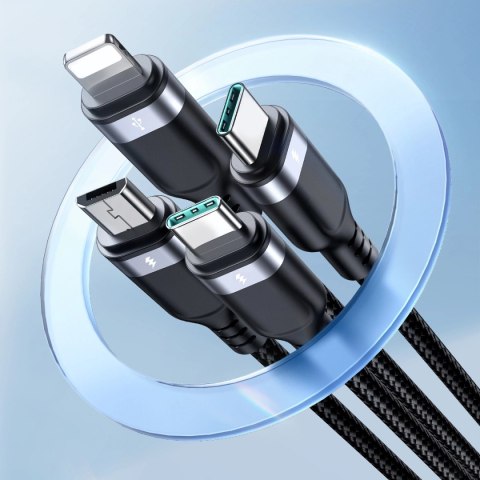 Kabel Joyroom Multi-Use Series S-A18 4w1 USB-A - USB-C / USB-C / Lightning / micro USB 1.2m - czarny Kabel Joyroom Multi-Use Series S-A18 4w1 USB-A - USB-C / USB-C / Lightning / micro USB 1.2m - czarny
