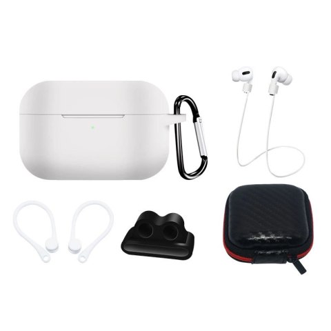 Zestaw silikonowe etui AirPods Pro 2 / AirPods Pro 1 + futerał / zaczep na ucho / pasek na szyję / uchwyt na pasek zegarka / kar Zestaw silikonowe etui AirPods Pro 2 / AirPods Pro 1 + futerał / zaczep na ucho / pasek na szyję / uchwyt na pasek zegarka / kar