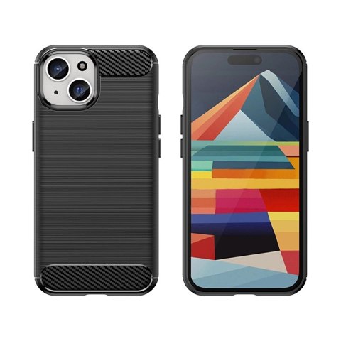 Elastyczne etui Carbon Case z wzorem karbon do iPhone 15 - czarne Elastyczne etui Carbon Case z wzorem karbon do iPhone 15 - czarne