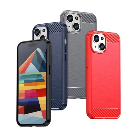 Elastyczne etui Carbon Case z wzorem karbon do iPhone 15 - czarne Elastyczne etui Carbon Case z wzorem karbon do iPhone 15 - czarne