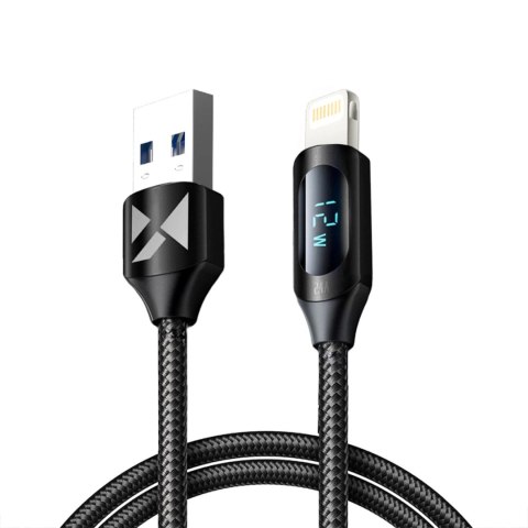 Kabel USB-A - Lightning Wozinsky WUALC1 z wyświetlaczem LED 2.4A 1m - czarny Kabel USB-A - Lightning Wozinsky WUALC1 z wyświetlaczem LED 2.4A 1m - czarny