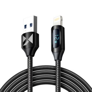 Kabel USB-A - Lightning Wozinsky WUALC2 z wyświetlaczem LED 2.4A 2m - czarny