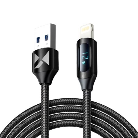 Kabel USB-A - Lightning Wozinsky WUALC2 z wyświetlaczem LED 2.4A 2m - czarny Kabel USB-A - Lightning Wozinsky WUALC2 z wyświetlaczem LED 2.4A 2m - czarny