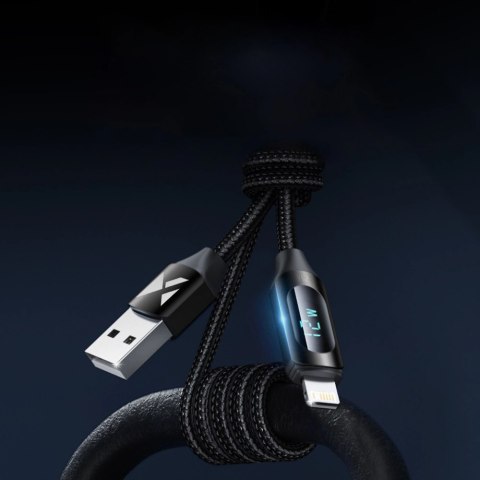 Kabel USB-A - Lightning Wozinsky WUALC2 z wyświetlaczem LED 2.4A 2m - czarny Kabel USB-A - Lightning Wozinsky WUALC2 z wyświetlaczem LED 2.4A 2m - czarny
