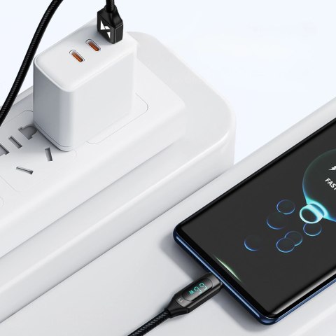 Kabel USB A - USB C Wozinsky WUACC1 z wyświetlaczem 66W 6A 1m - czarny Kabel USB A - USB C Wozinsky WUACC1 z wyświetlaczem 66W 6A 1m - czarny