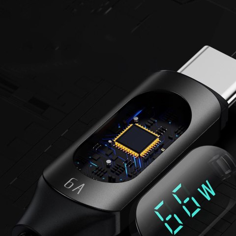 Kabel USB A - USB C Wozinsky WUACC1 z wyświetlaczem 66W 6A 1m - czarny Kabel USB A - USB C Wozinsky WUACC1 z wyświetlaczem 66W 6A 1m - czarny